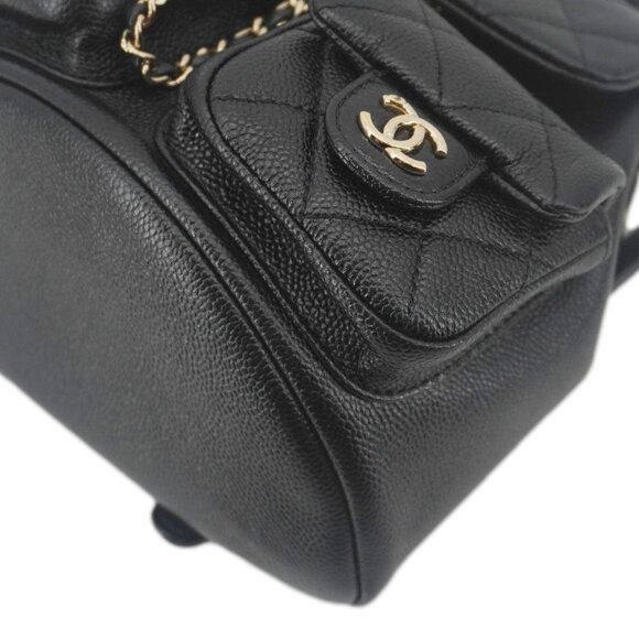 Chanel  Duma Pockets Small Quilted Caviar Leather Drawstring Backpack Black - Picture 10 of 14